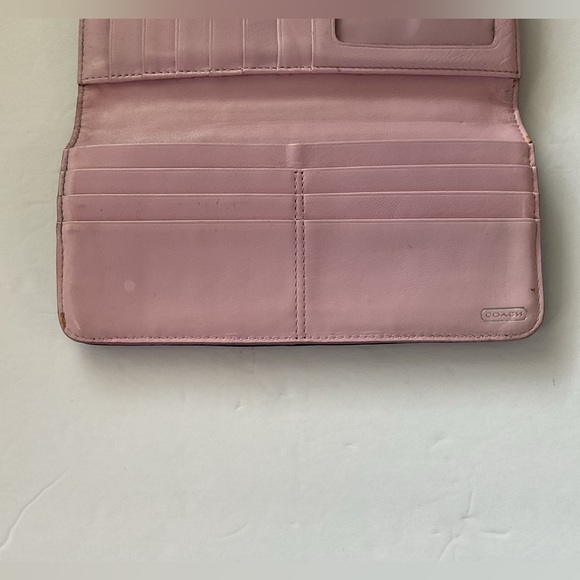 Vintage Coach Madison Op Art Wallet Black/Pink Slim Horse & Carriage - Picture 4 of 8